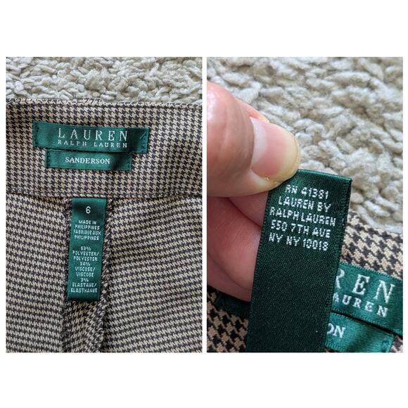 Lauren Ralph Lauren Houndstooth Sanderson Pants Womens 6 Brown Career Work - Picture 3 of 8
